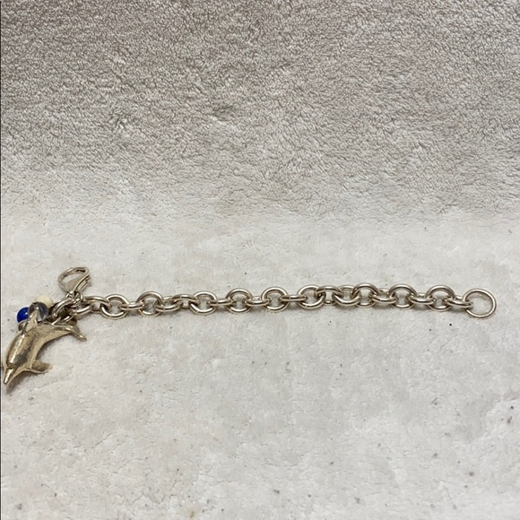 Heavy Sterling Silver chain bracelet w/dolphin - Picture 3 of 4